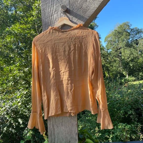 Vintage Silk Long Sleeve Blouse with Ruffle Detail - Picture 3 of 6